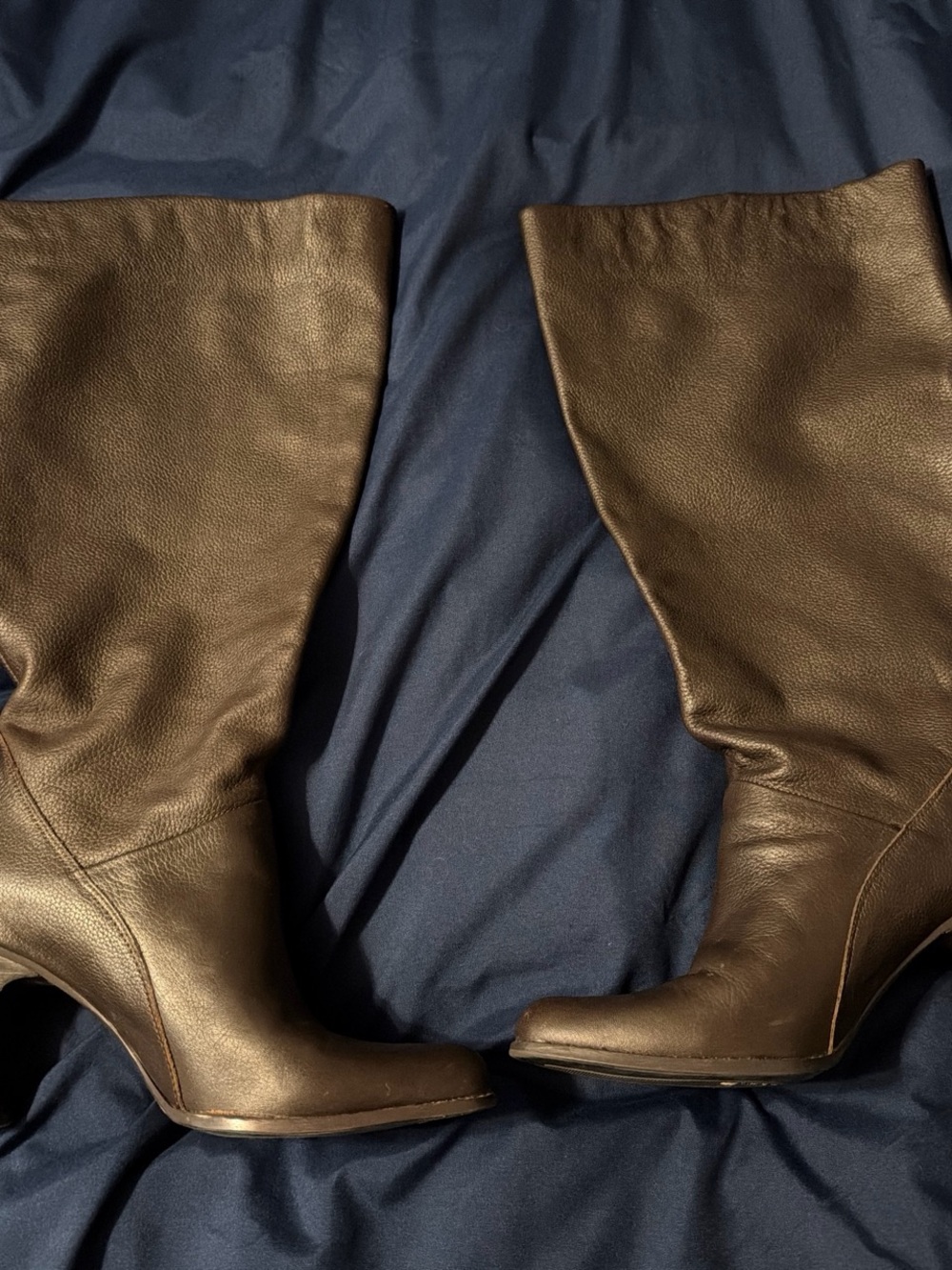 Sacha London Brown Leather Wedge Knee Boots